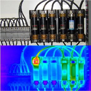 Arriba: imagen real - Abajo: imagen termográfica