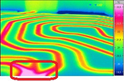Detección de fugas de agua en losa radiante